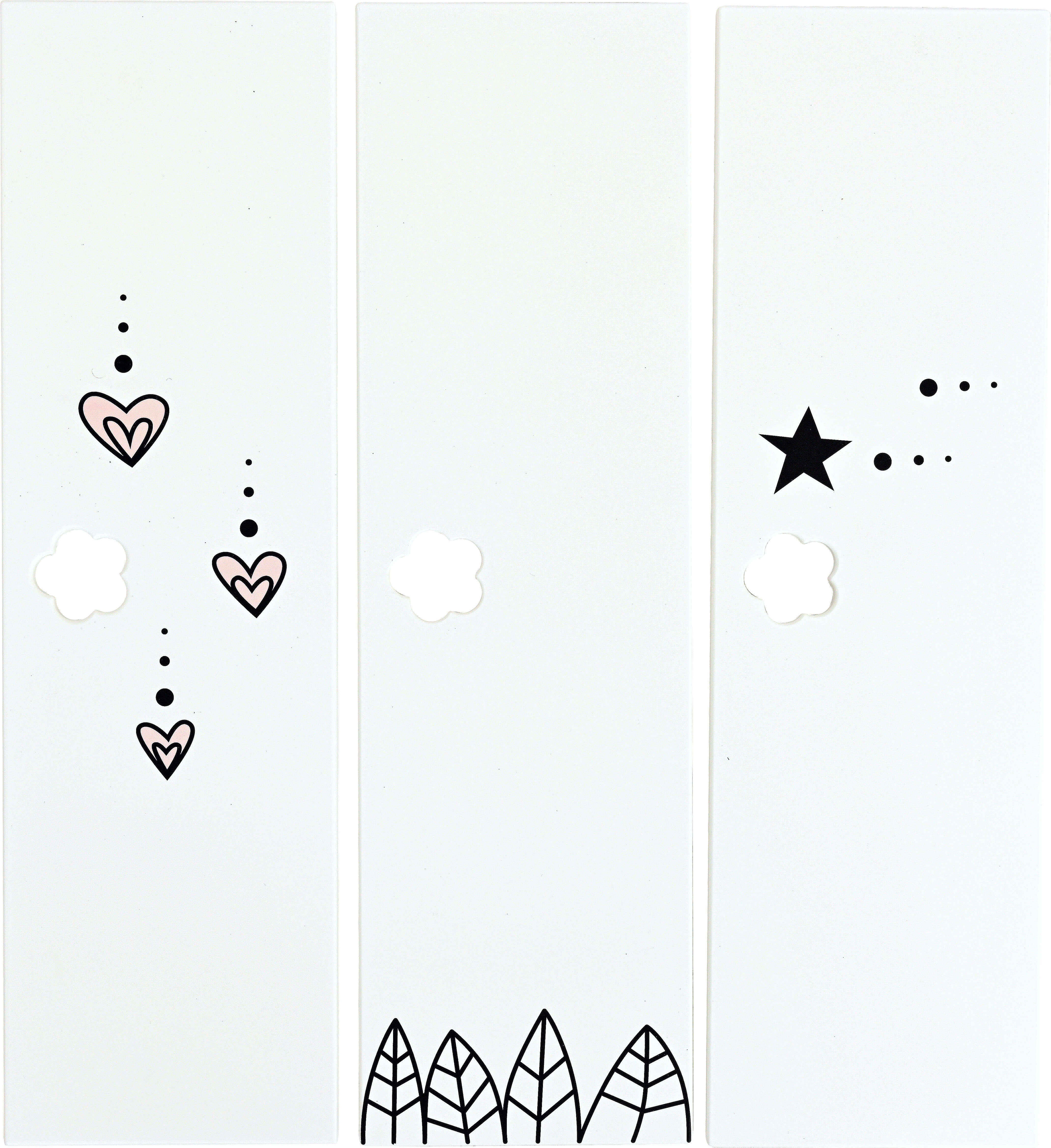 3er Türset für Garderobe Mariposa mit blumenförmigen Griffloch - Fantasy-Applikation