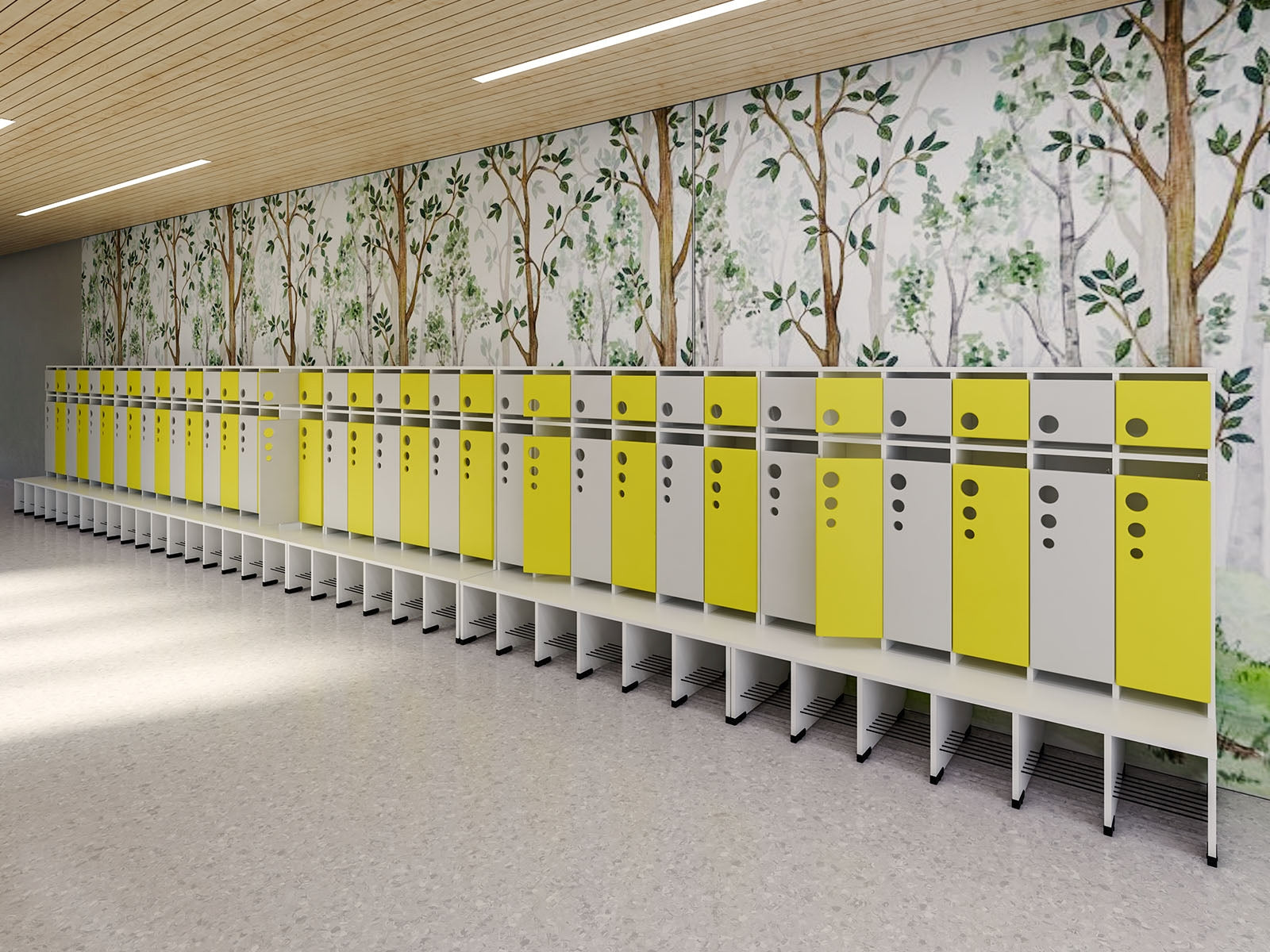 Vestiaire de la série Bubble avec banc, configurable - différentes couleurs