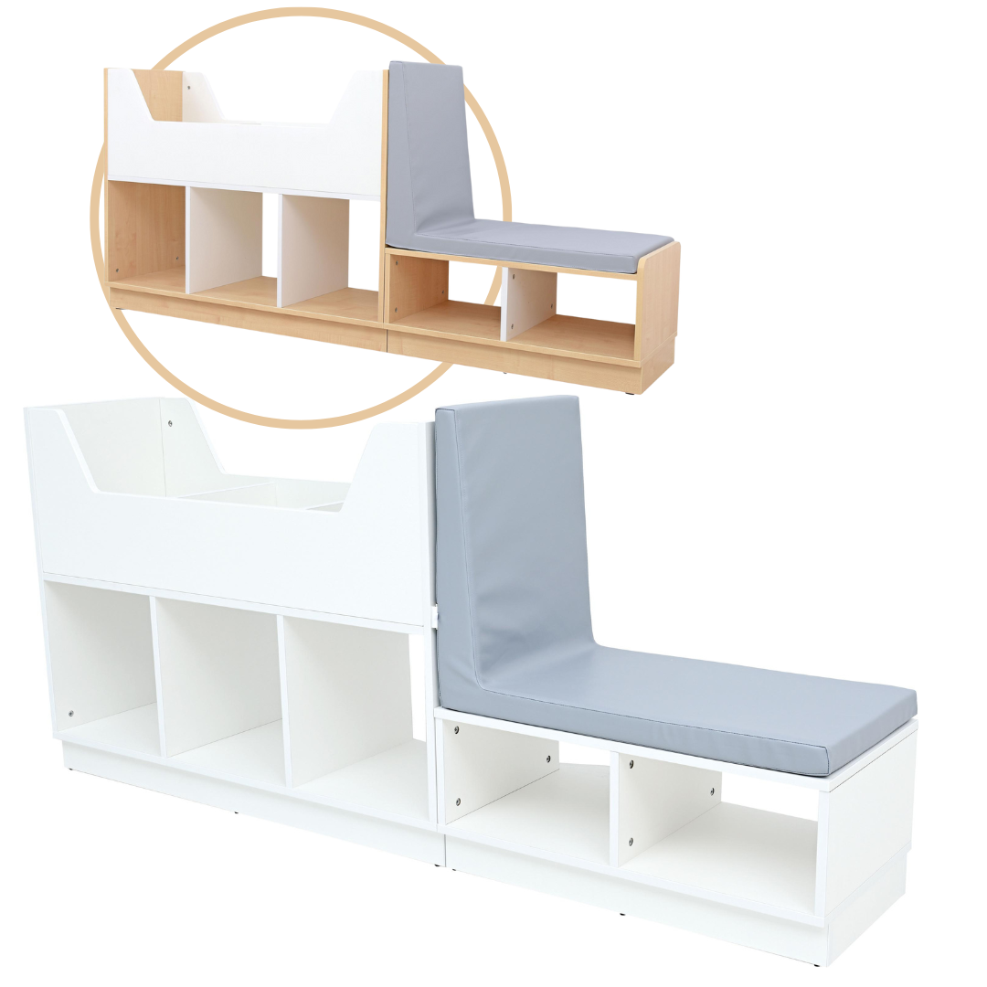 Quadro Leseecke – Bücherbank in 10 Farben für gemütliches Lesen - Produkt wird im Kindergarten oder Schule genutzt.