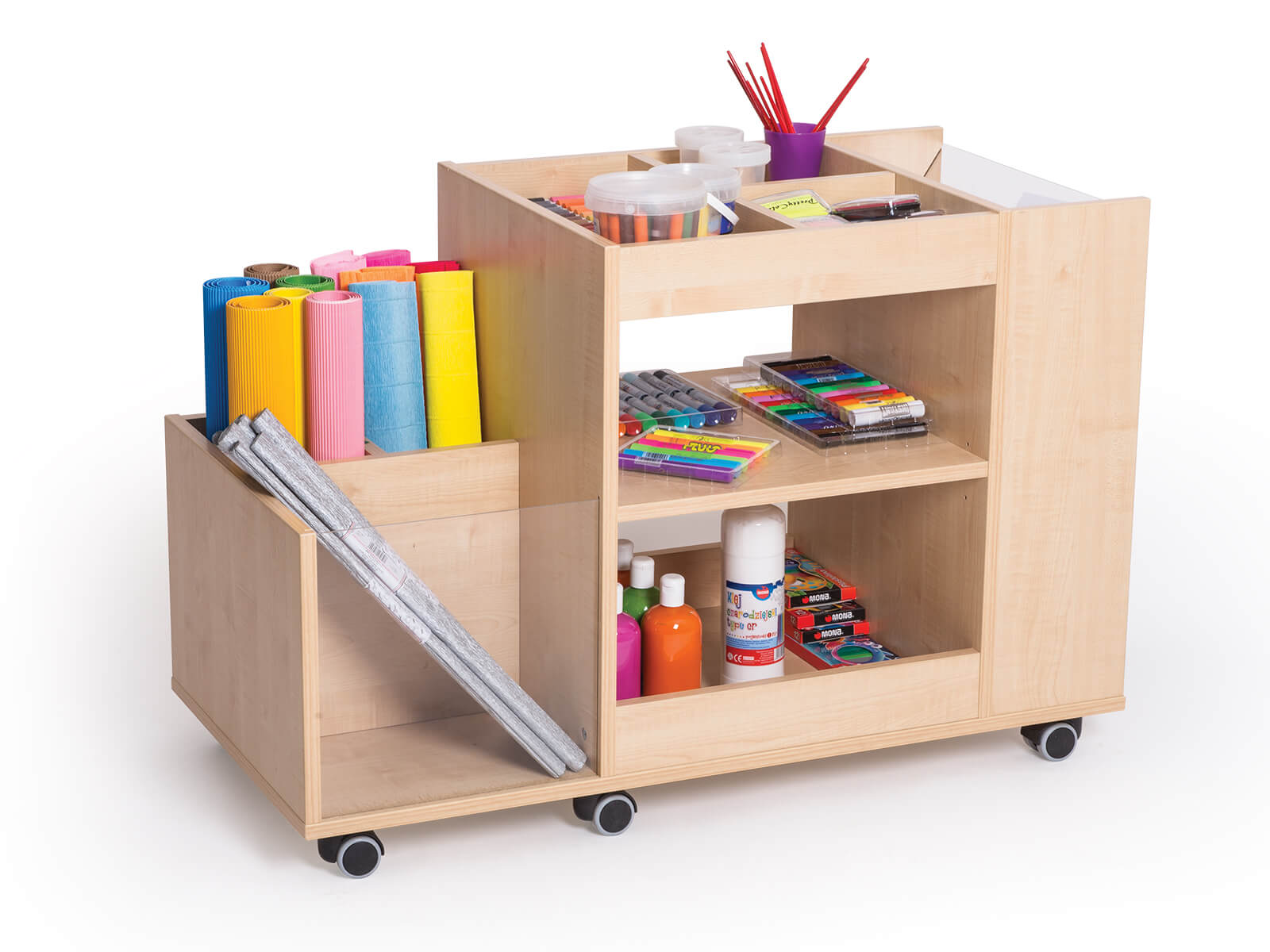 mobiele kast voor kunstaccessoires