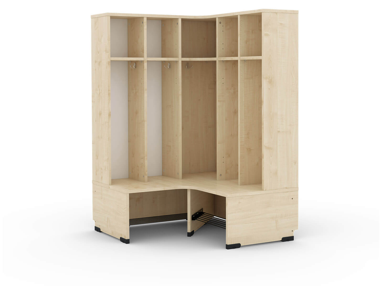 Vestiaire d'angle à 5 crochets avec banc H=31cm de la série Bubble