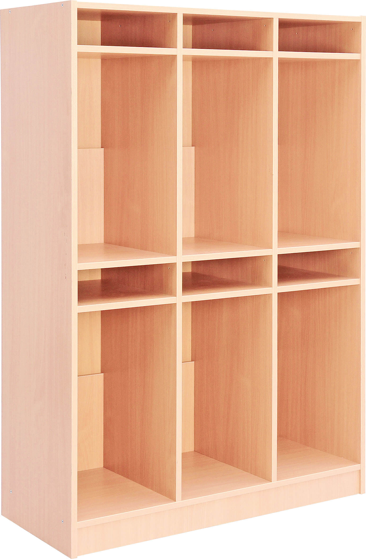 Schultaschenregal, 6 Einheiten in Birke