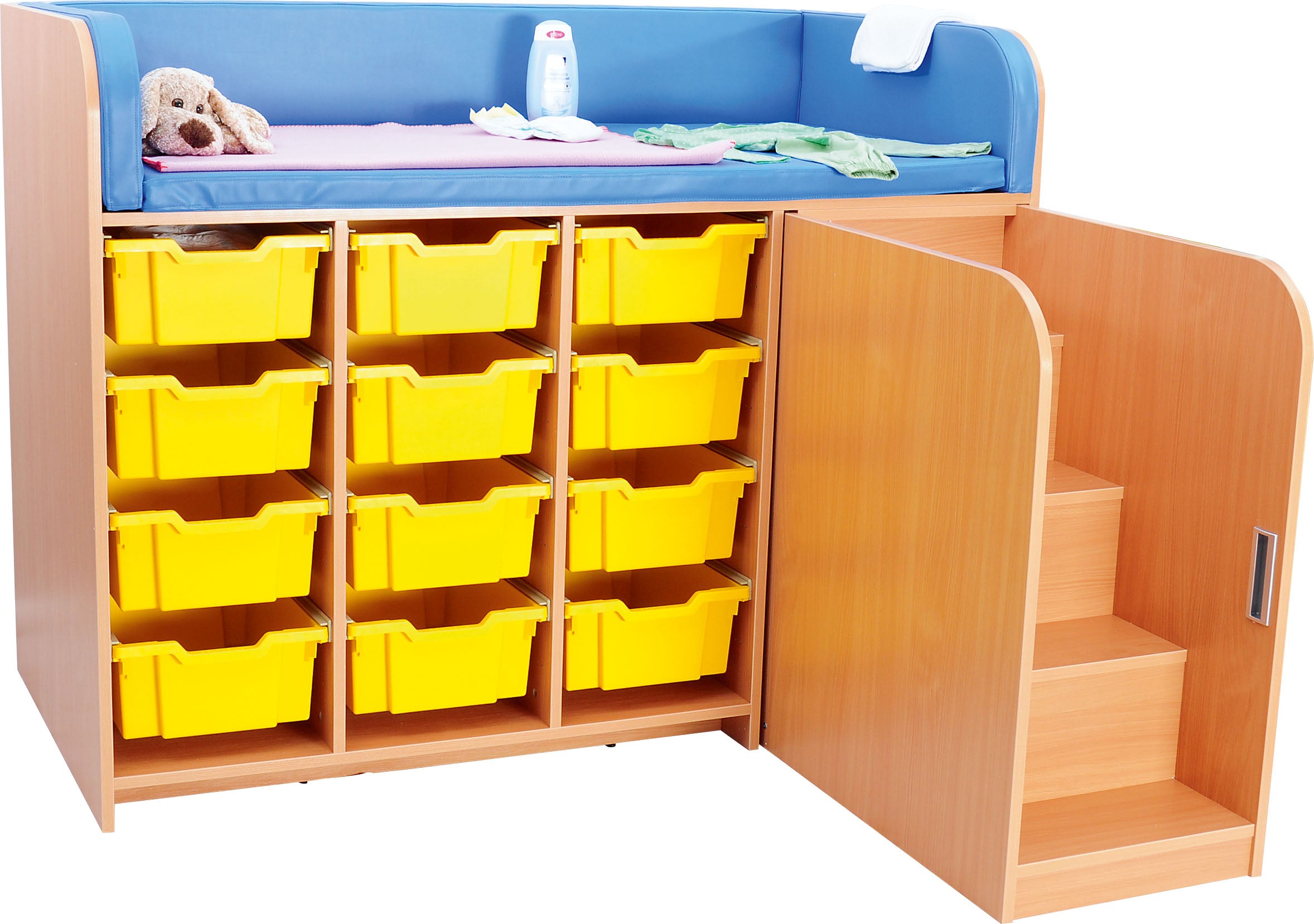 Große Wickelkommode inkl. Wickelauflage (ohne Container) - Treppe rechts