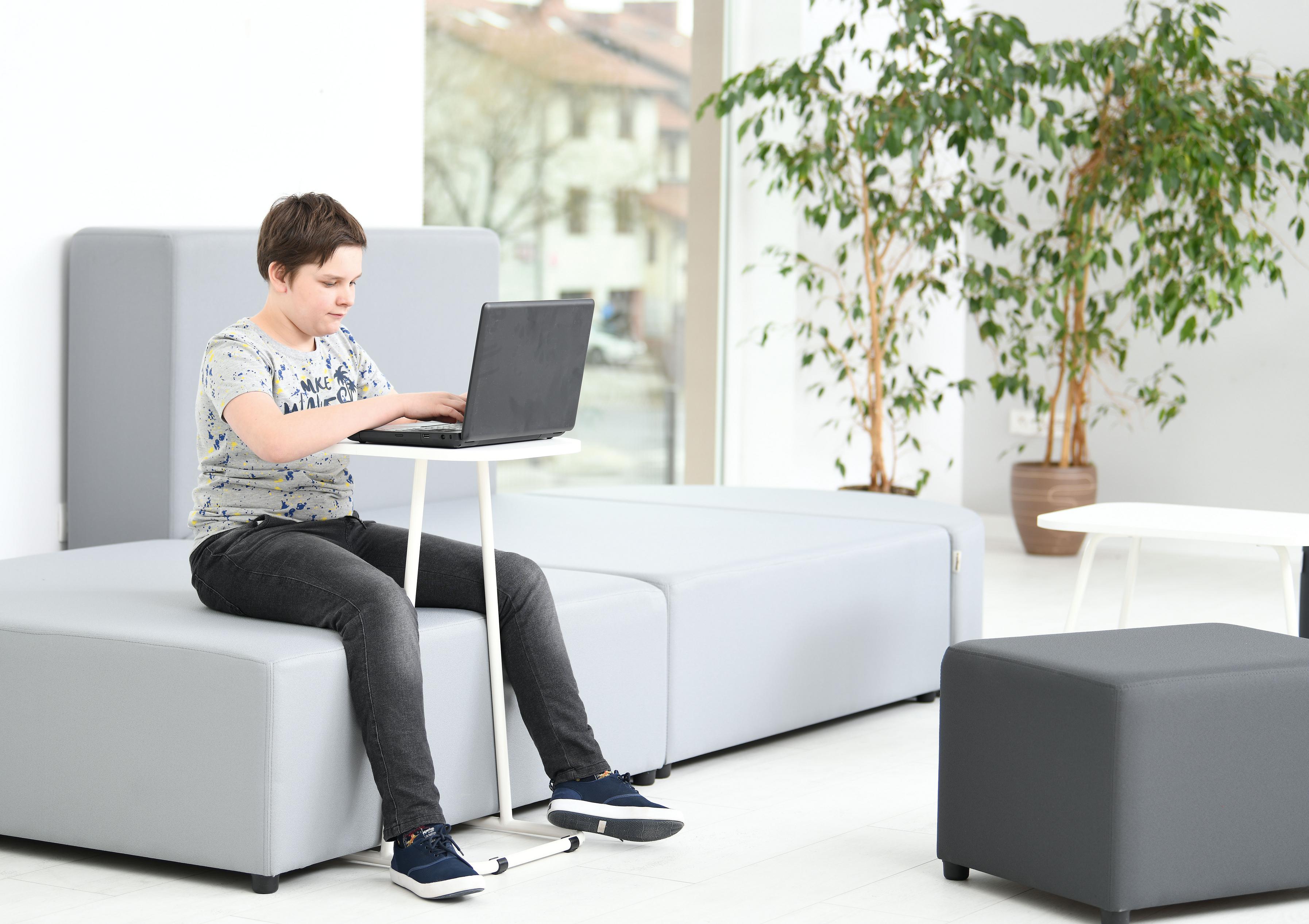 Modul Blocks maxi – Beistelltisch mit Ringfuß, weiß, H 74 cm