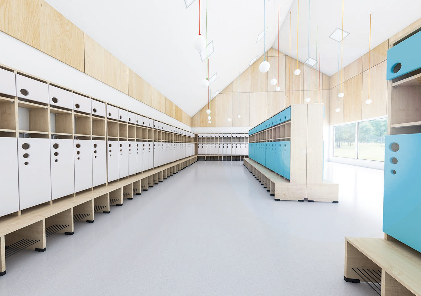 Maxi-garderobe Bubble-serie met bank, configureerbaar - verschillende kleuren