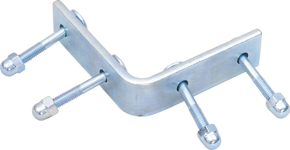 Robuste Bodenbefestigung für Sprossenwand mit Schrauben, Stahl.