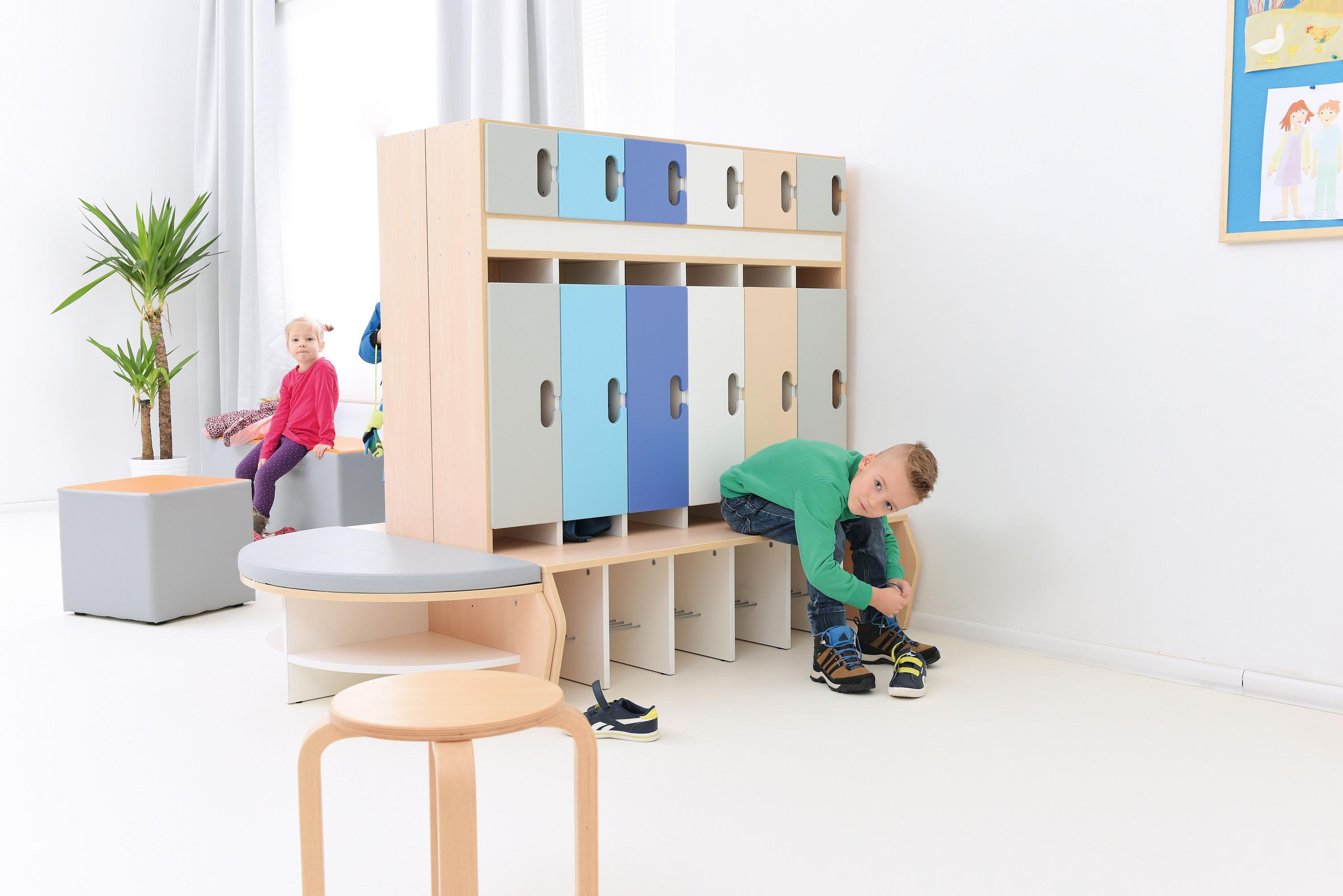 Garderobe Chamäleon 6 leise schließend Ahorn Jylland Blau-Grau-Töne B