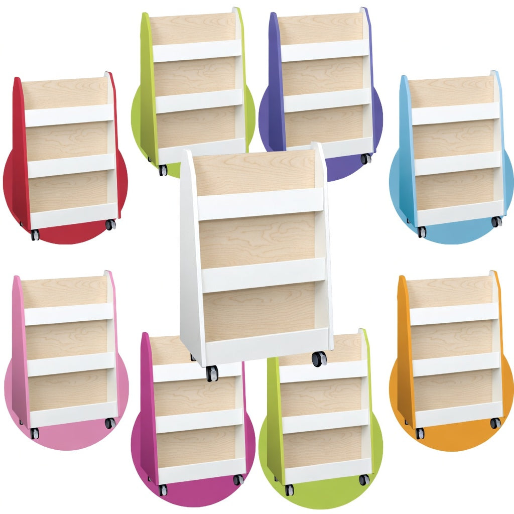 Quadro - Bücherregal zweiseitig, verschiedene Farben - Produkt wird im Kindergarten oder Schule genutzt.