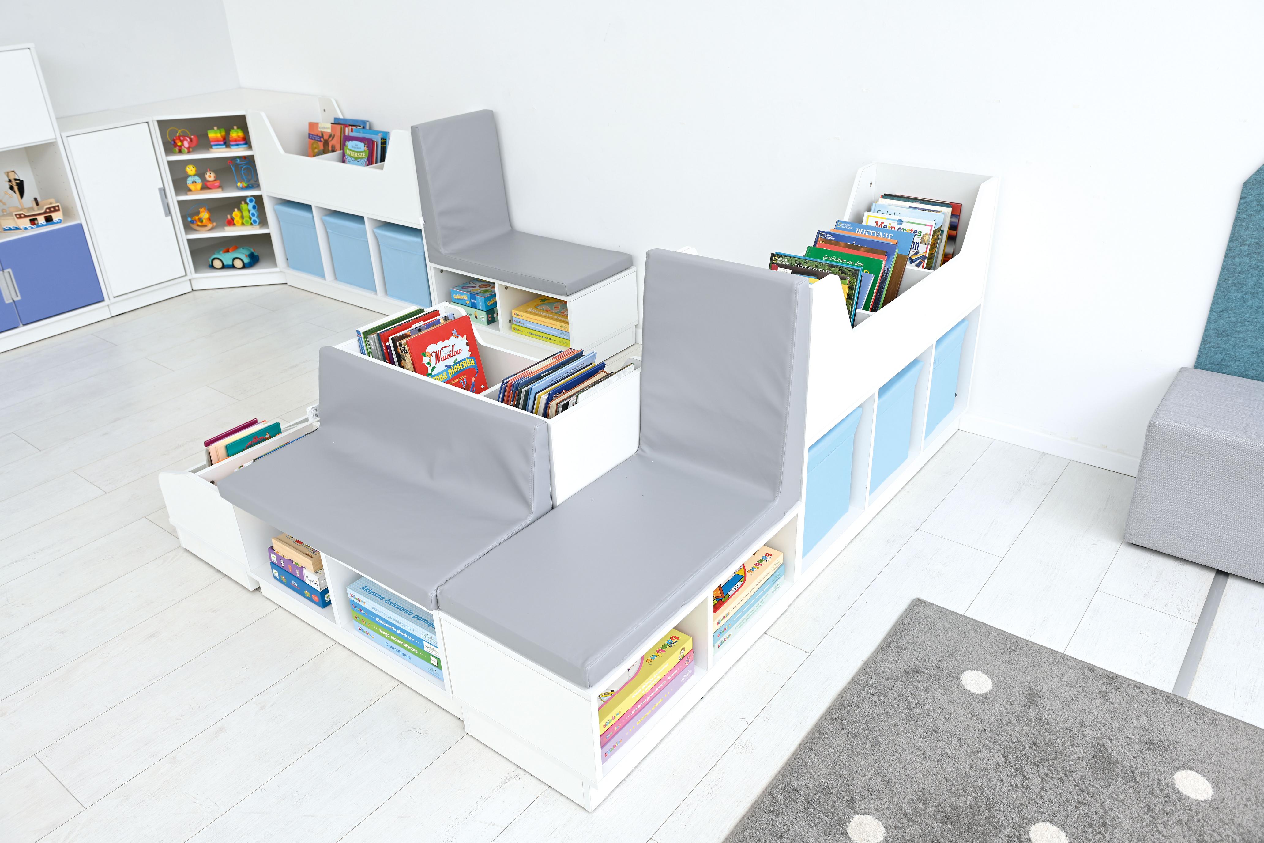 Quadro - Leseecke in 9 Farben: Bücherbank für Ihre Leseecke - Produkt wird im Kindergarten oder Schule genutzt.