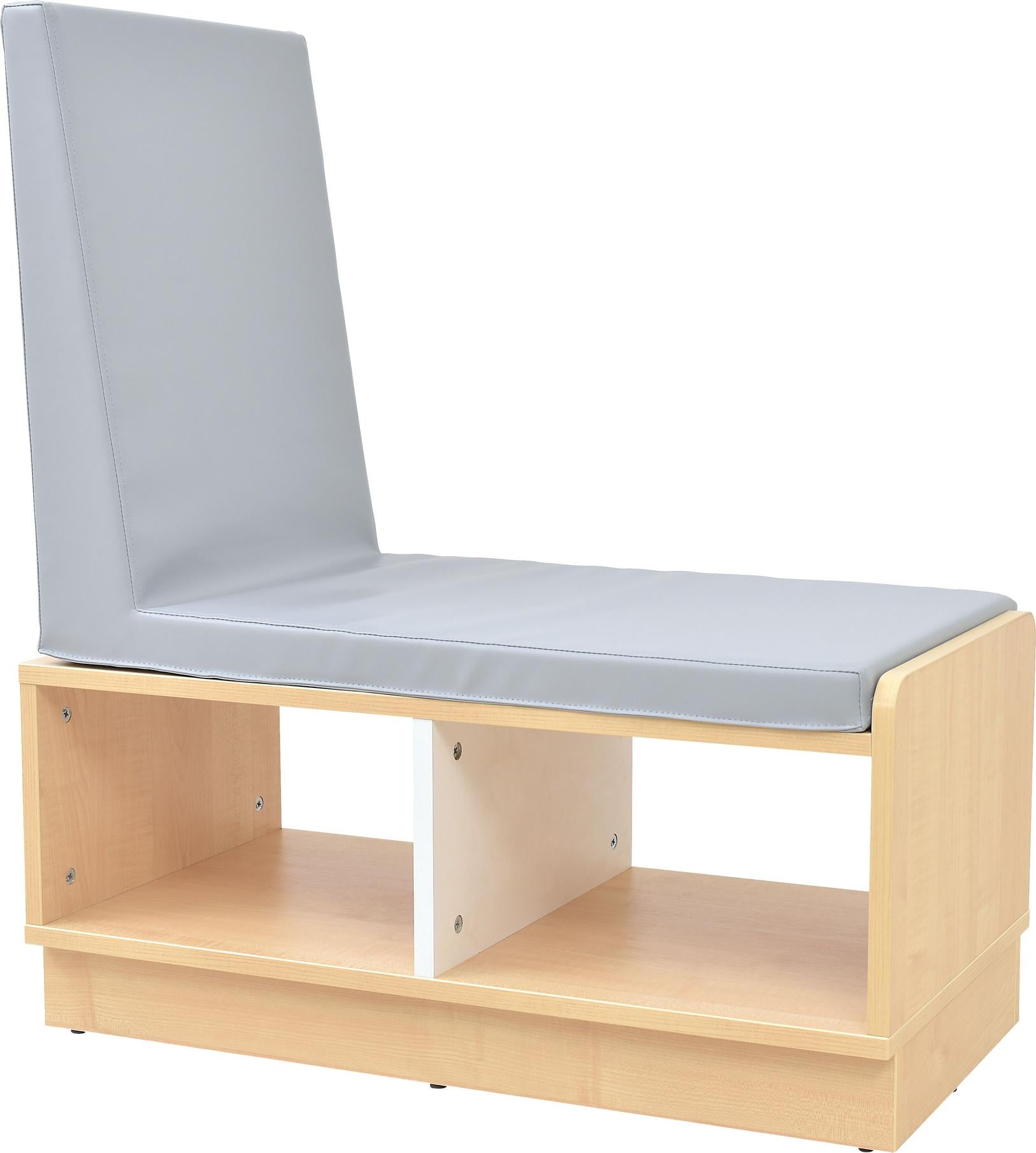 Quadro Sitzbank für Leseecke mit Regal in verschiedenen Farben - Produkt wird im Kindergarten oder Schule genutzt.