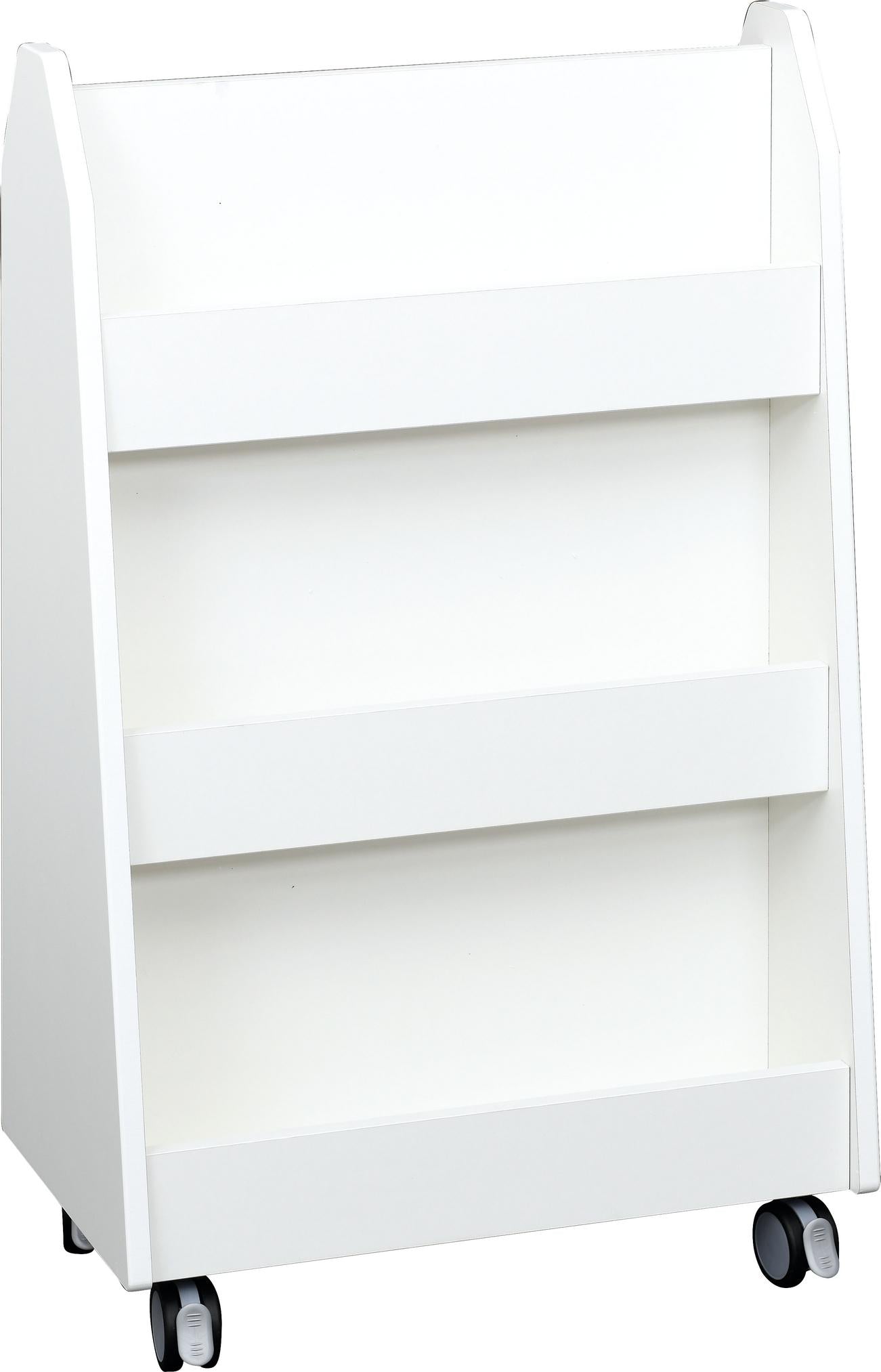 Rollbares Bücherregal, zweiseitig, ideal für Kindereinrichtungen. - Produkt wird im Kindergarten oder Schule genutzt.