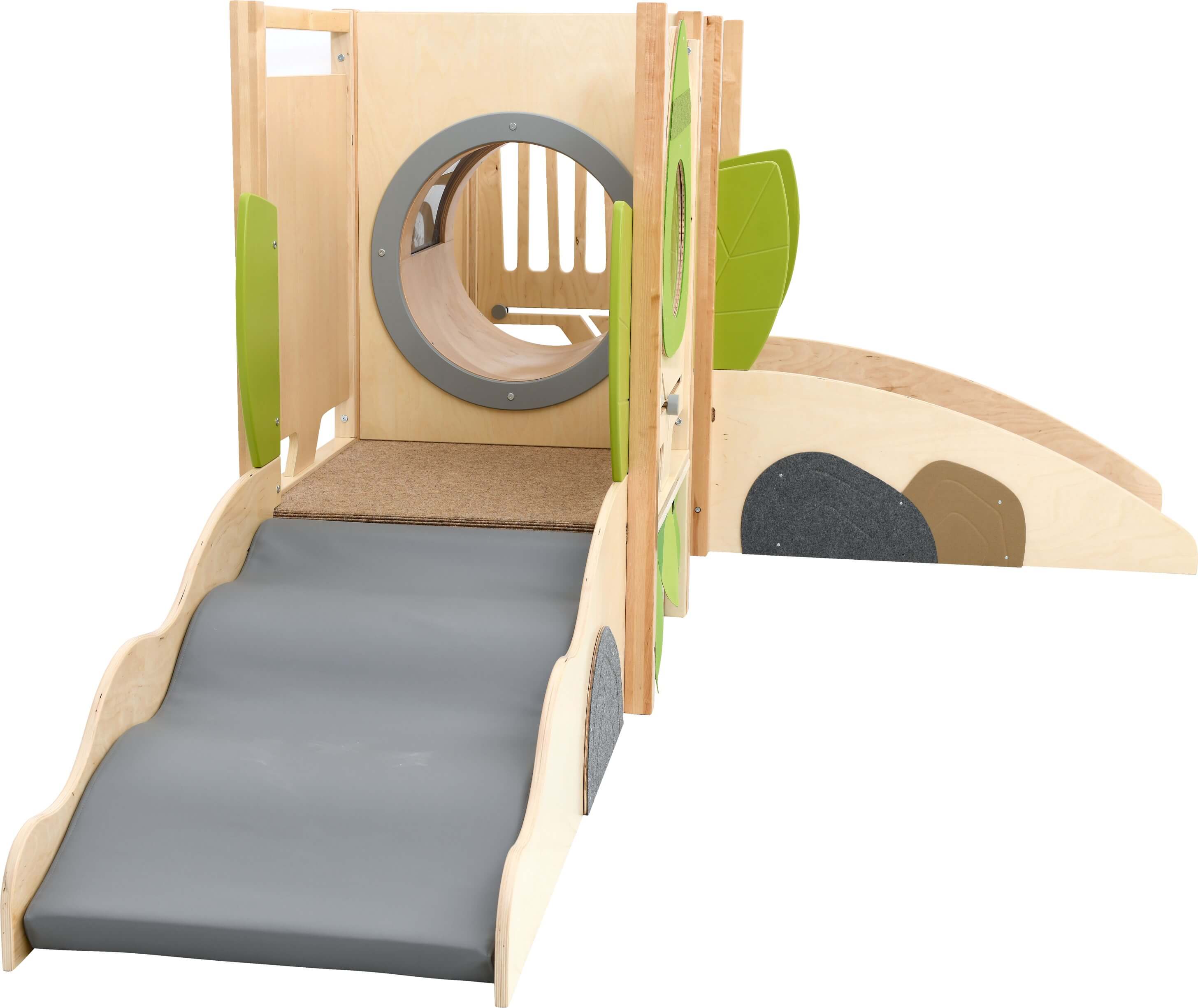 Spielpodest Flora für Kindergarten Blick auf Rutsche