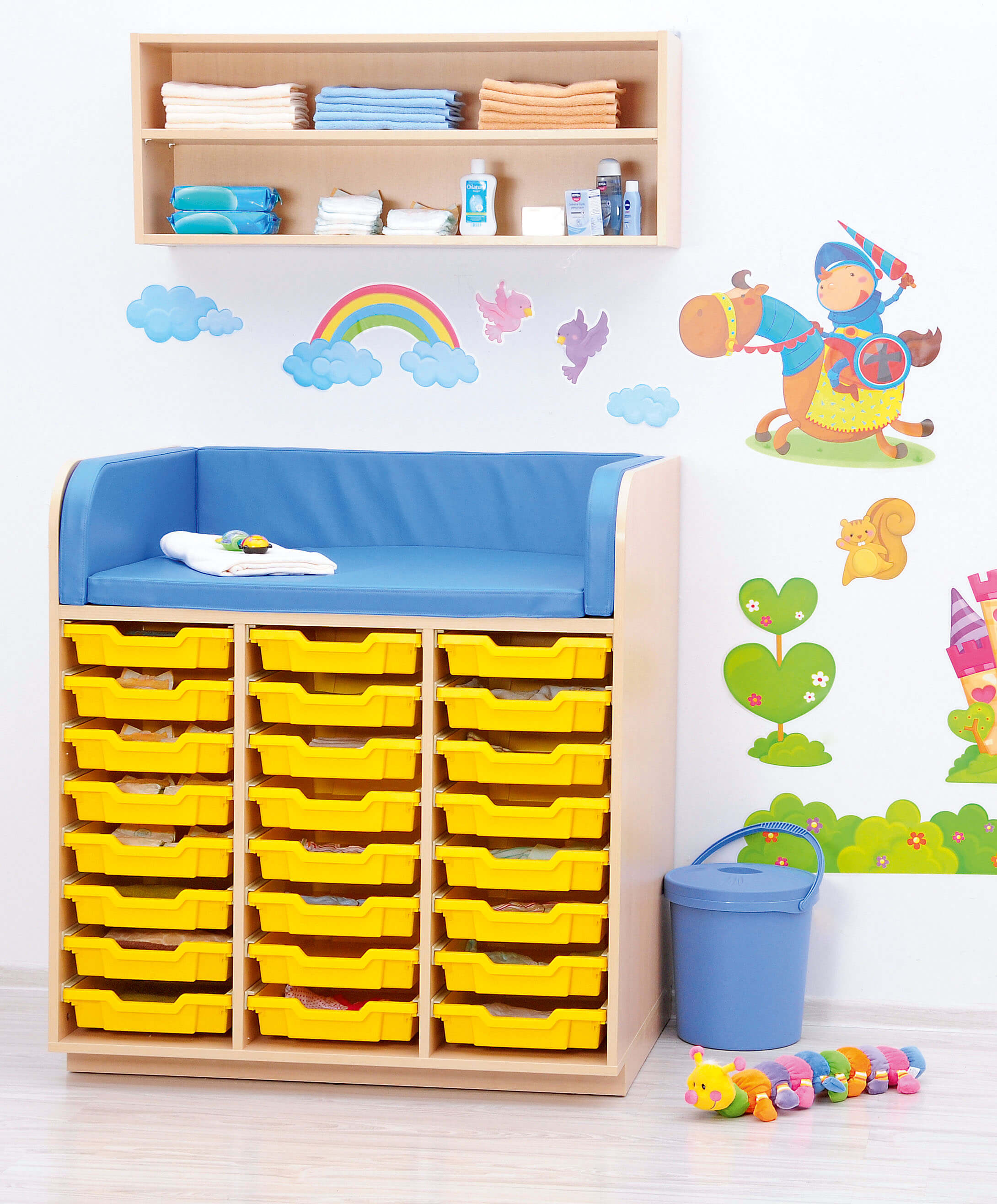 Wickelkommode für Container( optional ) - versch. Farben. Geeignet für die Krippe, Kita & Kindergarten.