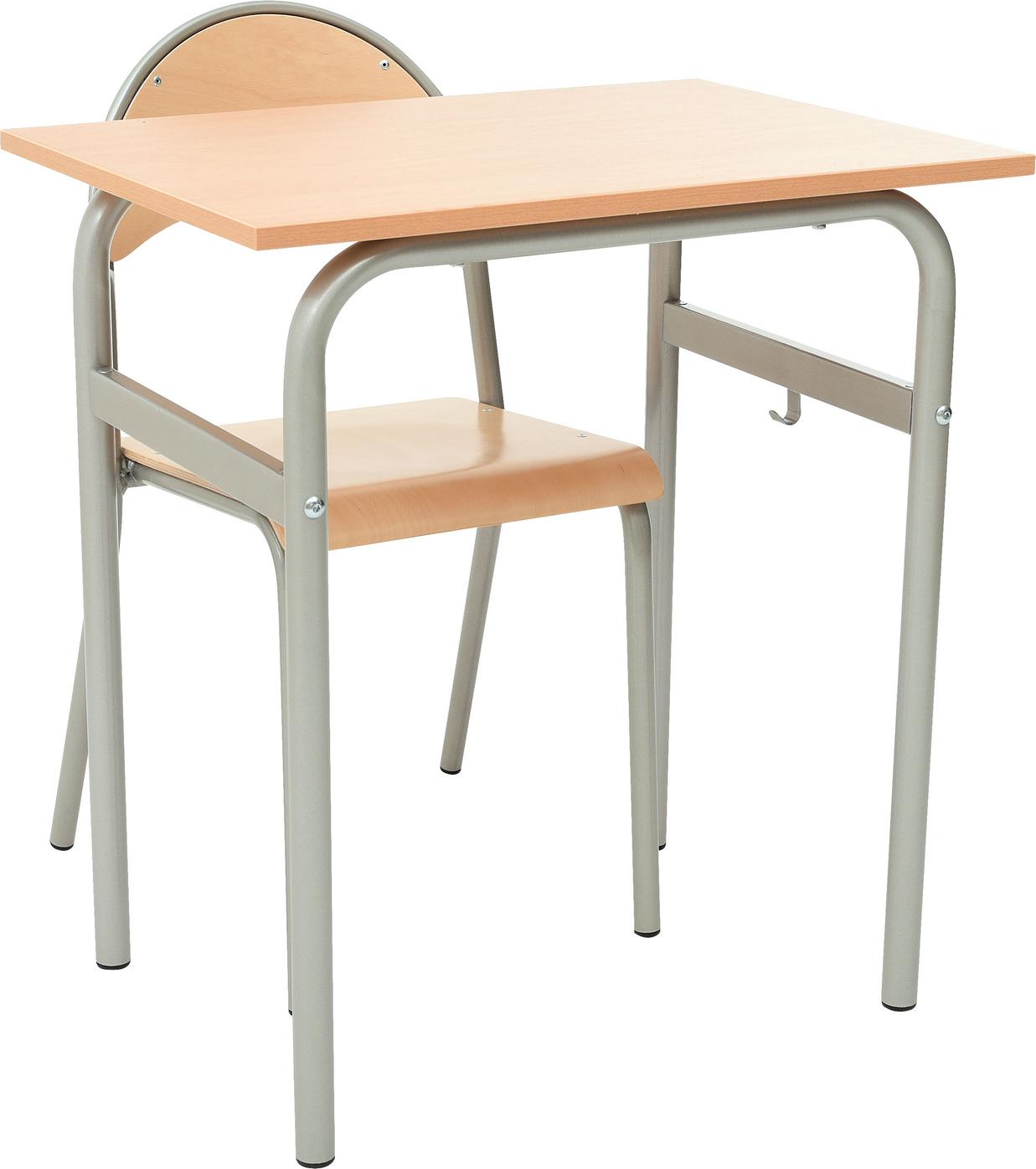 Moderner Einzeltisch mit Stuhl für Schüler, robust.