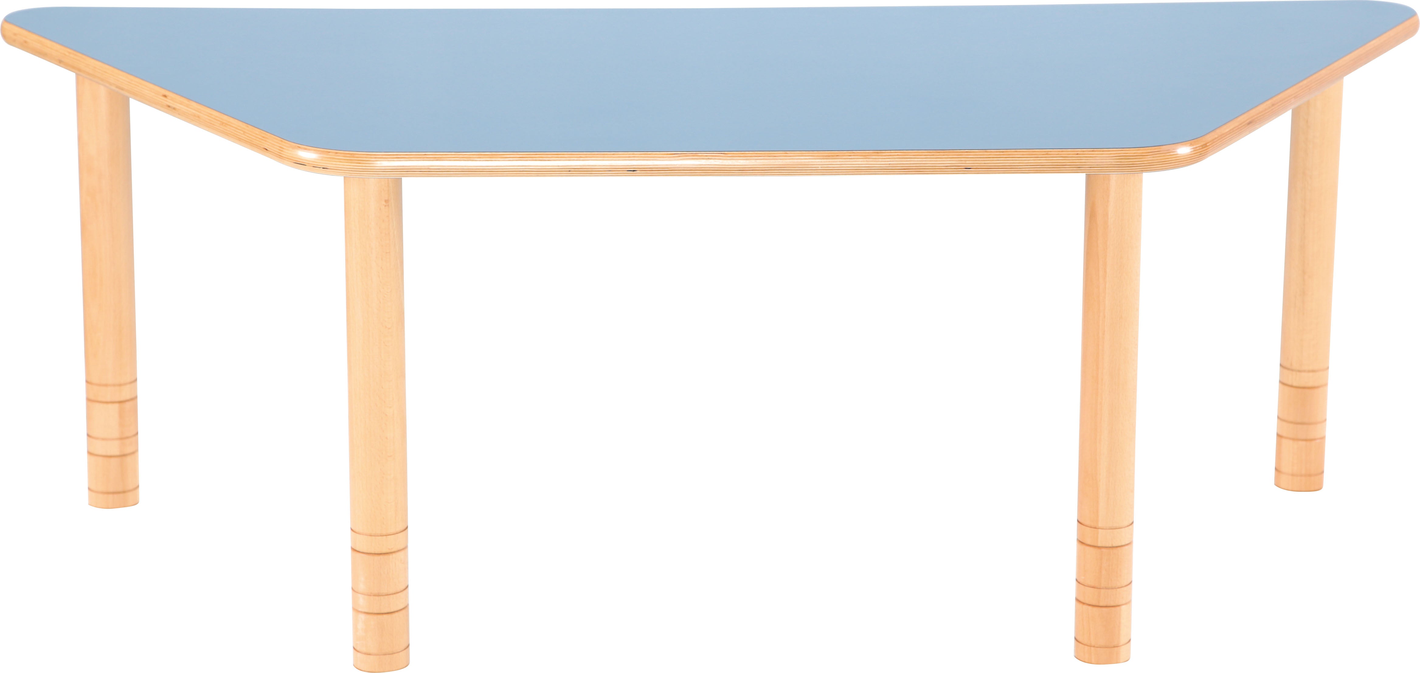 trapezförmiger Tisch für Kindergarten Krippe und Schule blau