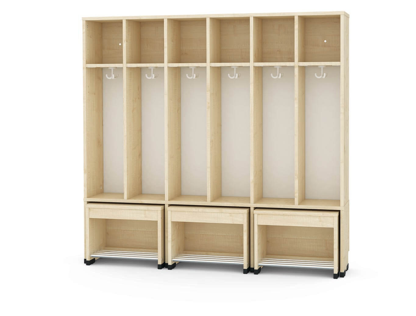 6-delige kapstok met uittrekbare bank H=31cm Bubble-Flex-serie