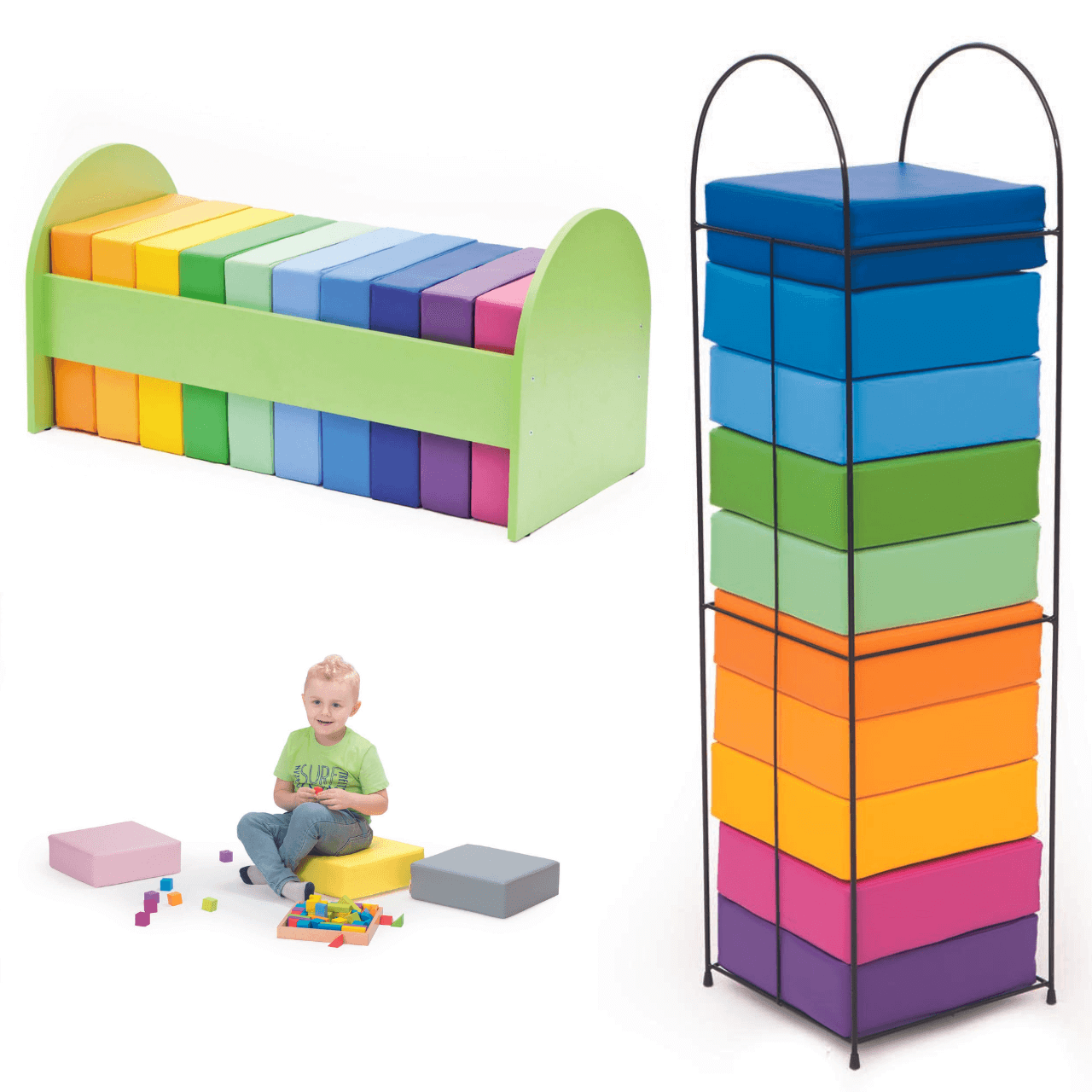 Vierkantig zitkussen (30x30x10cm) van kunstleer - frame voor opslag & verschillende kleuren